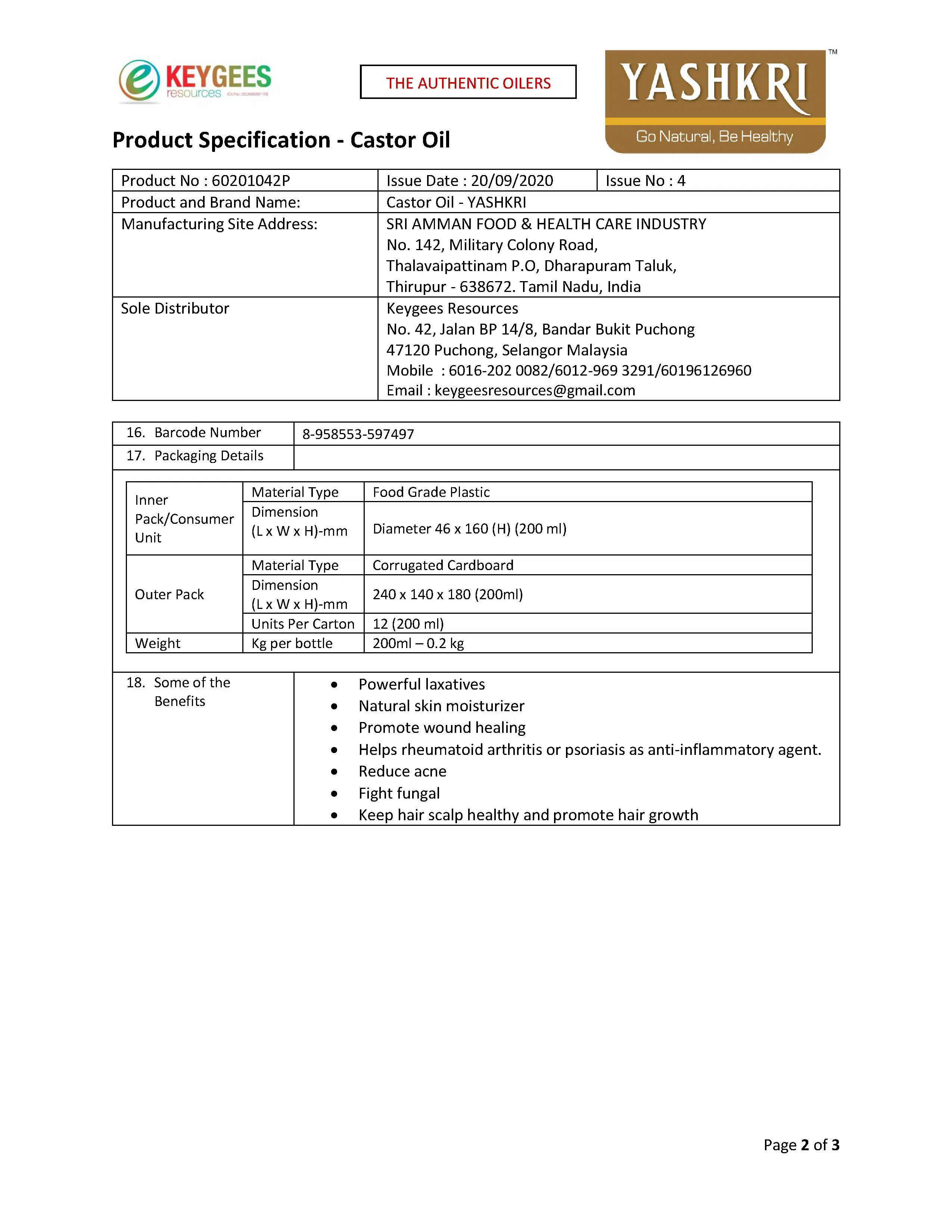 Yashkri - Virgin Castor Oil (200ml) - Image 4