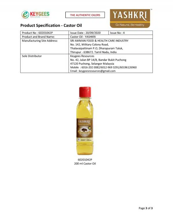 Yashkri - Virgin Castor Oil (100ml) - Image 4