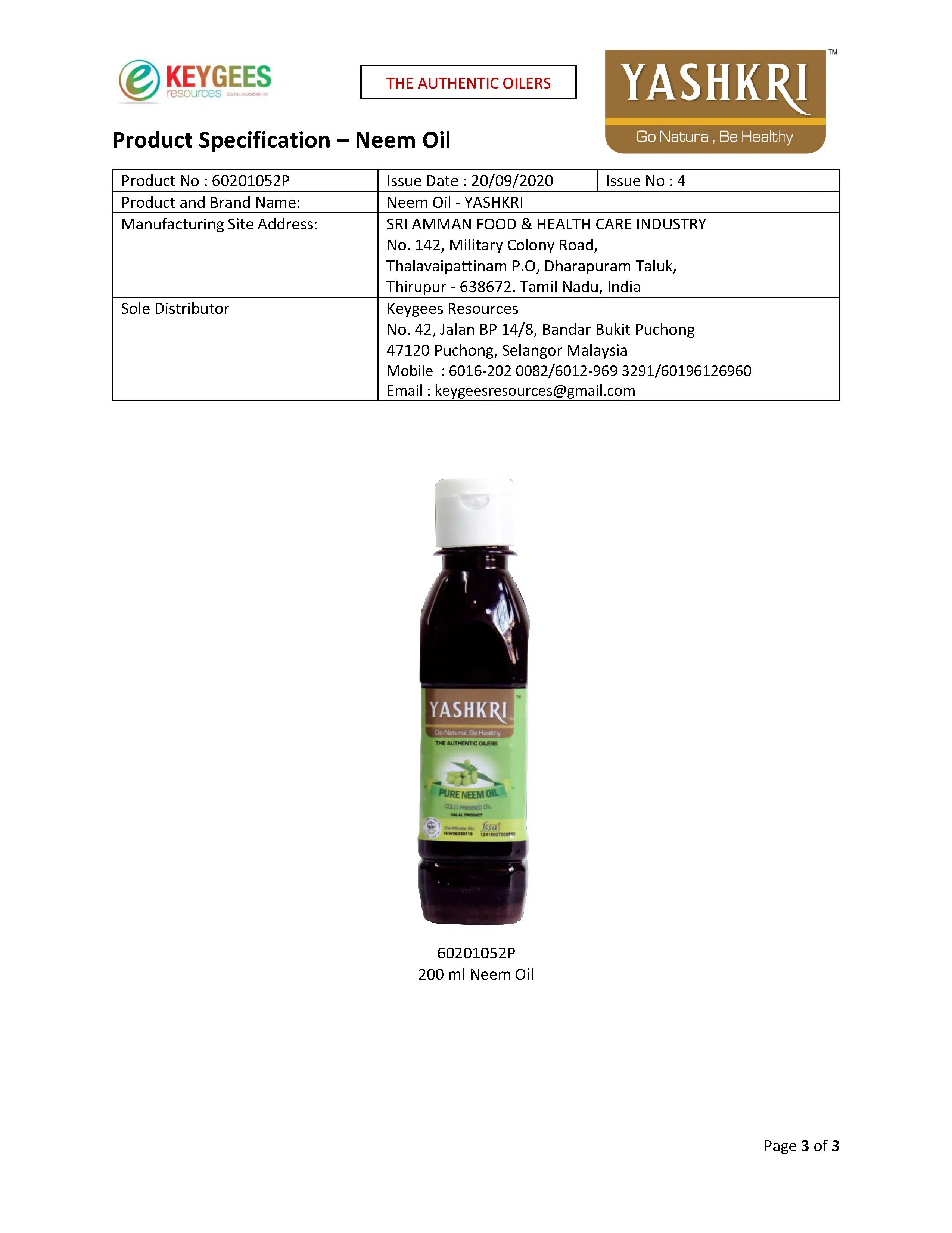 Yashkri - Virgin Neem Oil (200ml) - Image 4