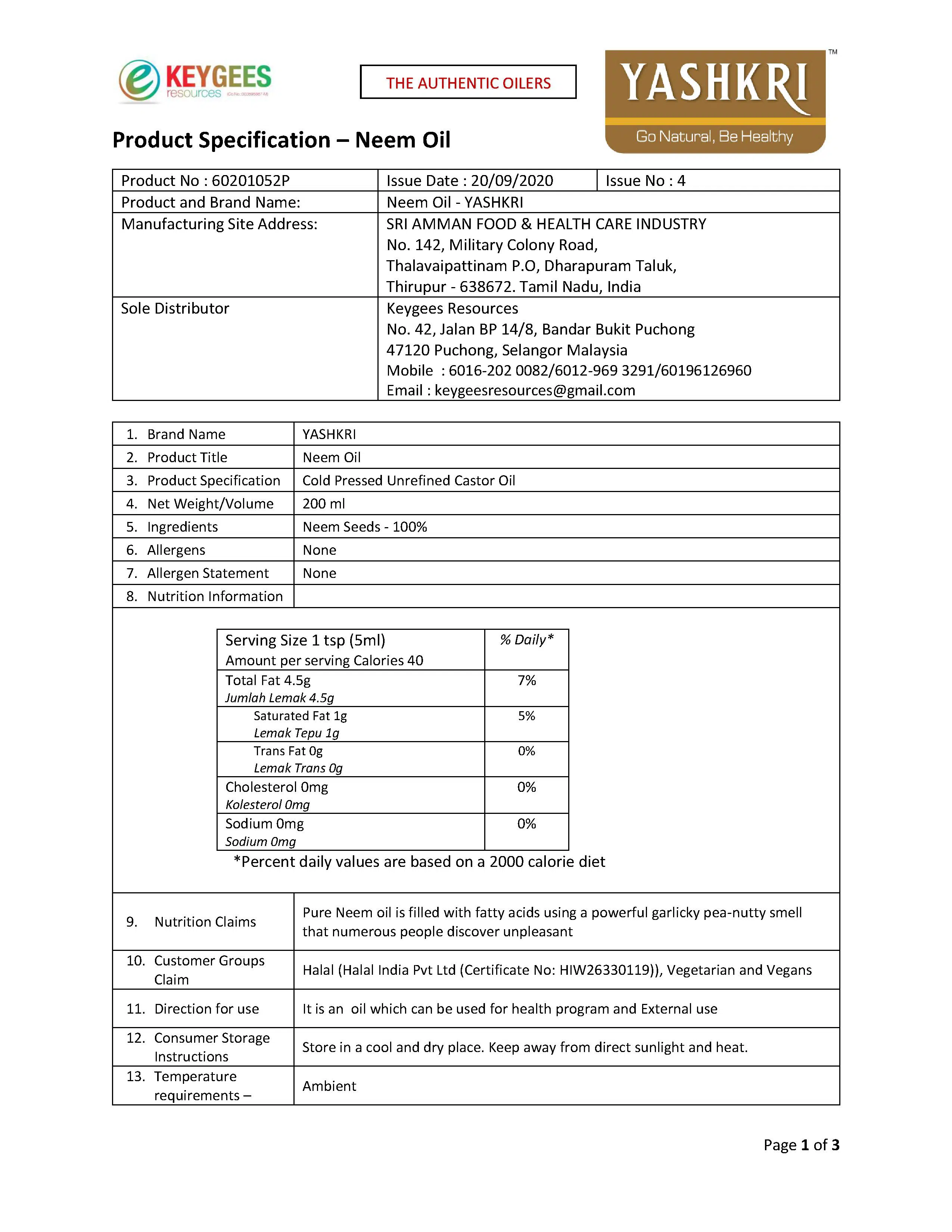 Yashkri - Virgin Neem Oil (200ml) - Image 2