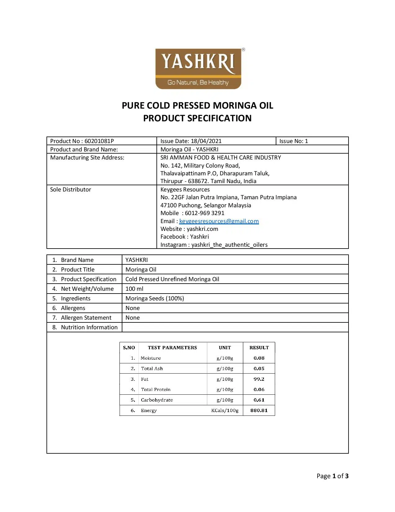 Yashkri – Pure Moringa Oil (100ml) - Image 3